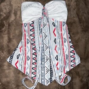 No Boundaries Multicolor Patterned Halter Top